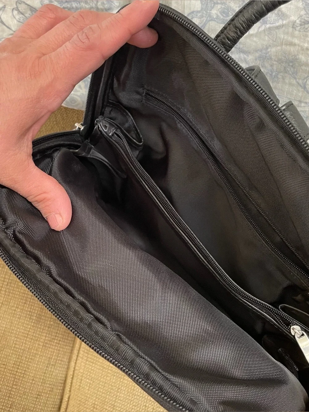 Vintage Black pebbled leather backpack purse